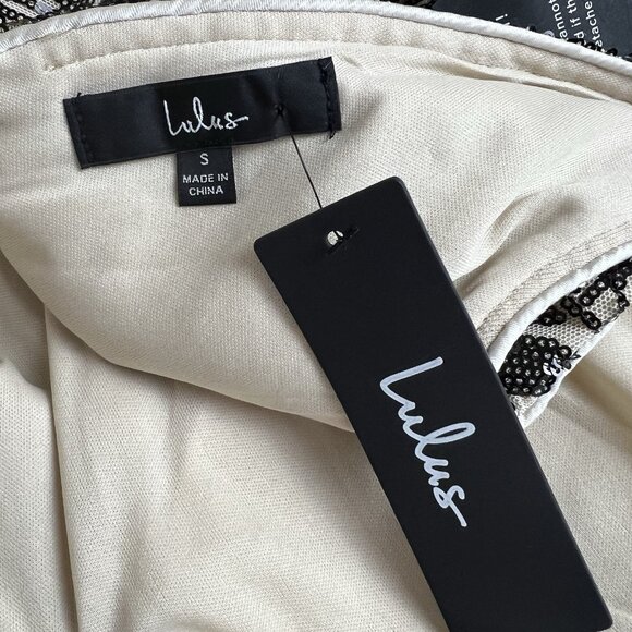 Lulu's Party Like Me Black Light Nude Sequin Bodycon V-Neck Mini Dress Small NEW - Picture 8 of 11